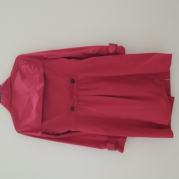 Burberry Polyester Orange Red Lightweight Mid Length Gathered Skirt Trench Coat - Picture 3 of 12
